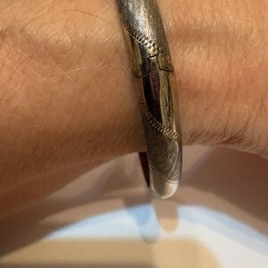 925 Stamped Silver Bracelet Etched Vintage With Safety Latch